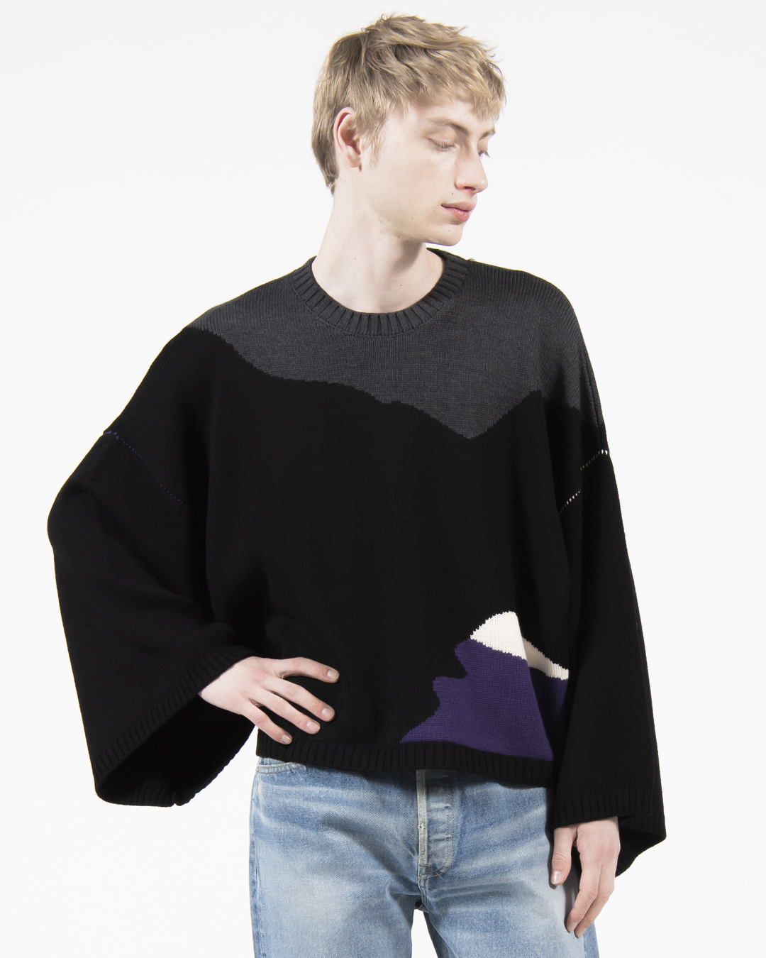 CHUNKY KNIT CREW 詳細画像 Black 1