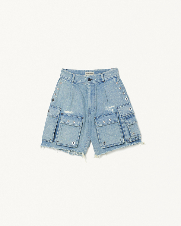 MULTI CARGO DENIM SHORTS