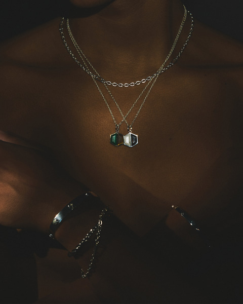 W TM NECKLACE MARACHITE TIGER’S EYE 詳細画像