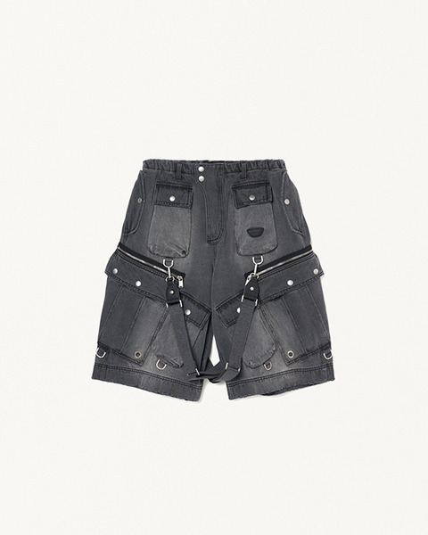 DENIM CROP CARGO