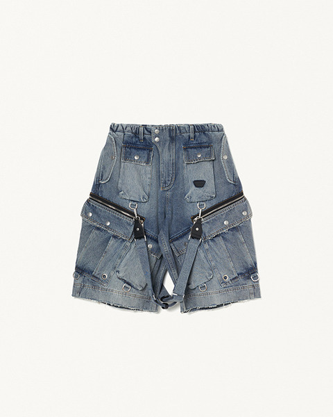 DENIM CROP CARGO