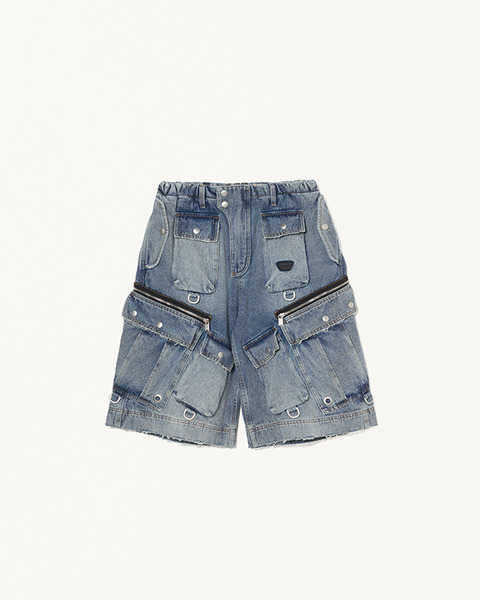 DENIM CROP CARGO
