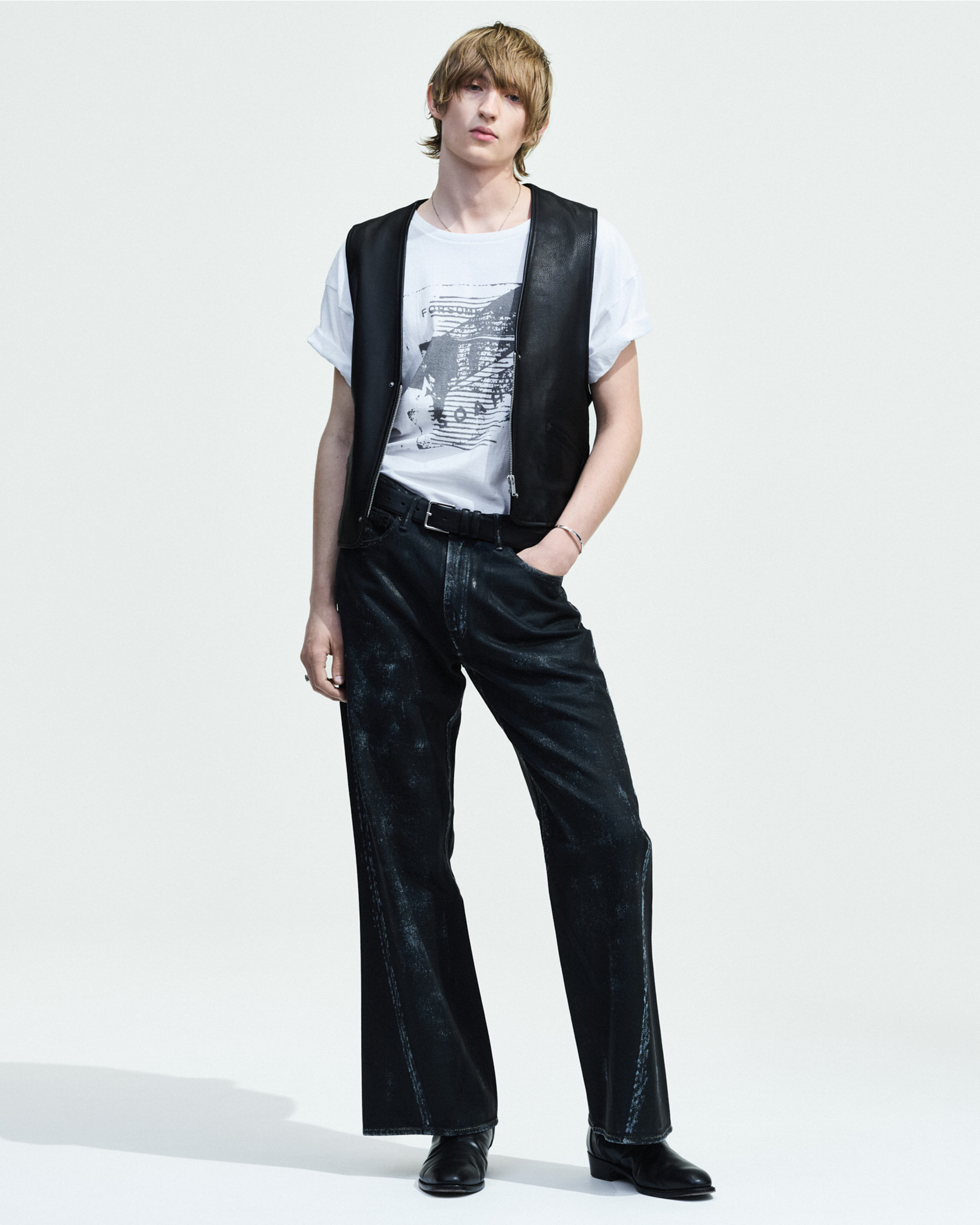 CALF LEATHER VEST 詳細画像 Black 2